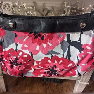 Thirty-One 31 Skirt Purse featuring 2 Skirts Red floral&black spots&2 straps